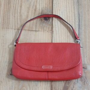 Coach Vintage Red Leather Wallet Wristlet Flap Bag
